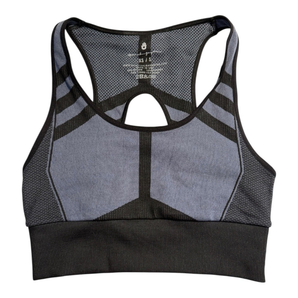 Spiritual Gangster Seamless Crop Sports Bra Black Gray XS S Racerback Workout